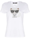 Karl Lagerfeld Cat Print T-shirt In White