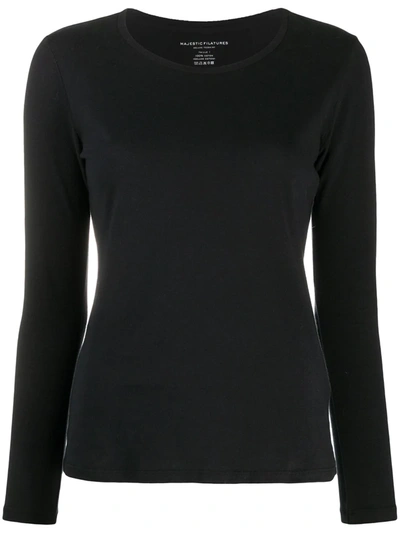 Majestic Long-sleeve Cotton Silk Touch T-shirt In 002 Noir