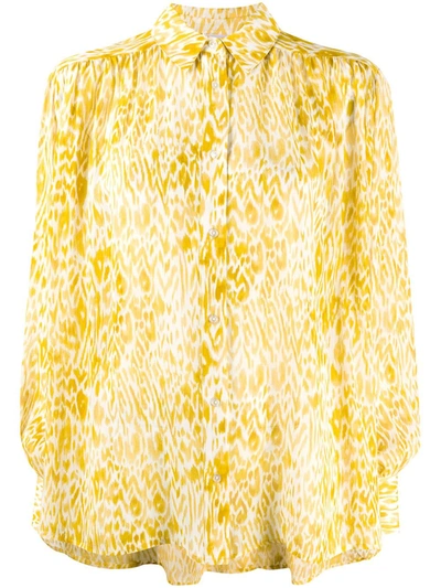 Anine Bing Leopard Print Shirt In Yellow