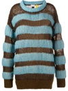 Moncler Striped Mohair Oversized Sweater In Blue