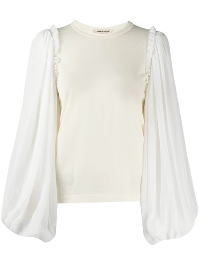 Comme Des Garçons Pleat Sleeve T-shirt In White