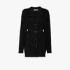 Valentino Leopard Pattern Belted V-neck Cardigan In Grau