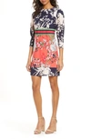 VINCE CAMUTO MIXED FLORAL SHIFT DRESS,VC0P1337