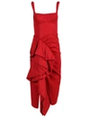 ROSIE ASSOULIN RED SIDE RUFFLE COCKTAIL DRESS,8B593B04-7F0E-1A50-518D-30574A441706