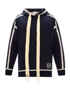 LOEWE NAVY AND OFF-WHITE ANAGRAM EMBROIDERED HOODIE,B62D27E0-25AC-9343-181D-C687C7DC5D1A