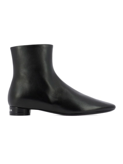 Balenciaga Oval Leather Ankle Boots In Black