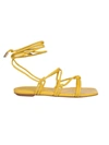 Gia Couture Bella Flat Leather Sandals In Yellow