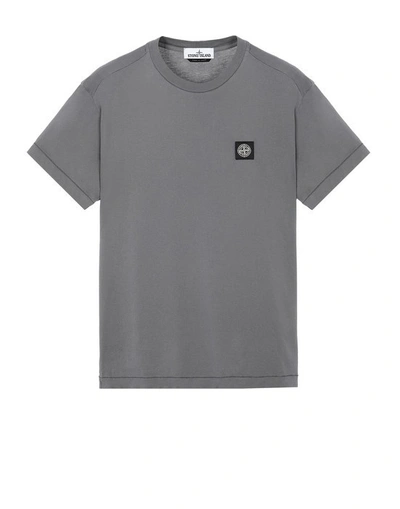 Stone Island Garment Dyed Patch Logo Tee Pewter In Grey