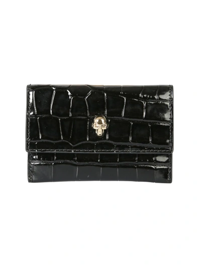 Alexander Mcqueen Envelope Skull Card Holder Pouch In Black