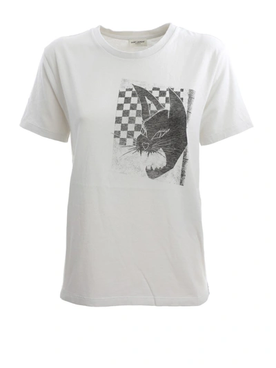 Saint Laurent Graphic Print T-shirt In White