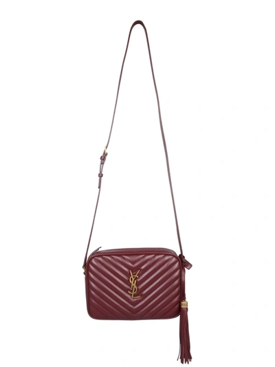 Saint Laurent Mini Lou Quilted Leather Camera Bag In Burgundy