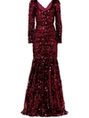 DOLCE & GABBANA LONG-SLEEVE SEQUINNED GOWN