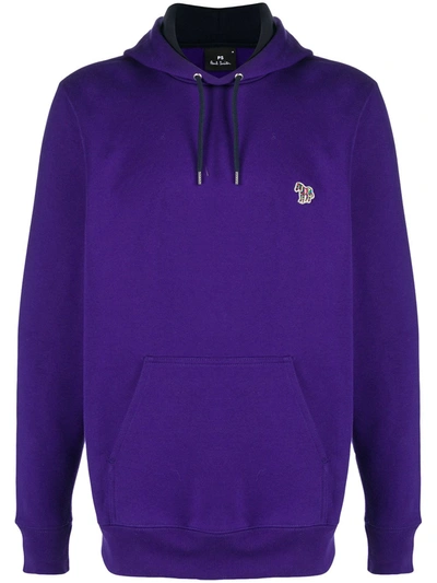 Ps By Paul Smith Long-sleeved Zebra Logo Hoodie In Purple