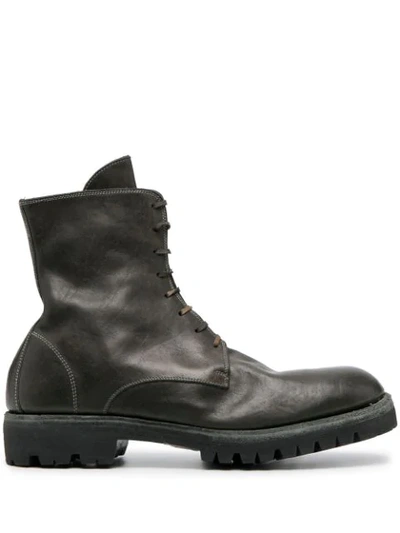Guidi Lace-up Combat Boots In Green