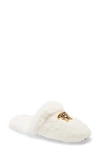 Versace Logomania Faux Fur Slipper In White