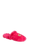 Versace Logomania Faux-fur Slippers In Pink