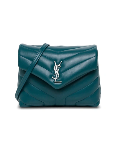 Saint Laurent Loulou Toy Crossbody Bag In Quilted Leather In Petrol