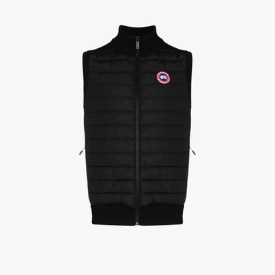 Canada Goose Hybridge Slim-fit Merino Wool And Quilted Nylon Down Gilet In Black