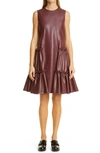 ADEAM RUCHED FAUX LEATHER DRESS,4811-FL