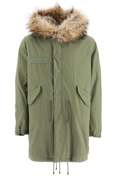 Mr & Mrs Italy Army Long Parka With Coyote Fur And Murmasky In Green