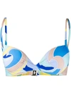 Pucci Quirimbas Print Bikini Top In Blue