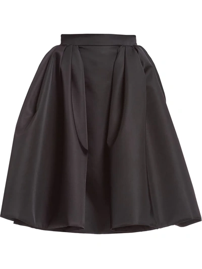 Prada Women's Logo-detailed Pleated Nylon Gabardine Midi Skirt In Nero (black)