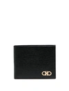 Ferragamo Gold-tone Logo Plaque Wallet In Black