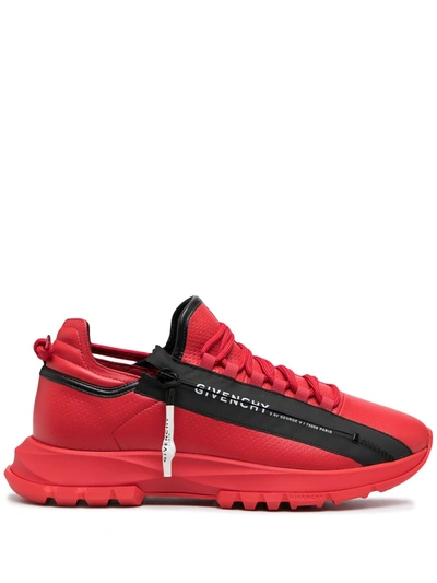 Givenchy Men's Spectre Side-zip Leather Trainers In Red