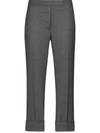 Thom Browne Cropped Slim Leg Trousers In Grey