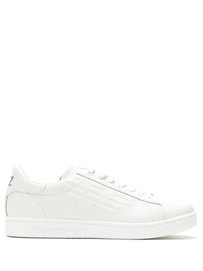 Ea7 Embossed Logo Sneakers In White