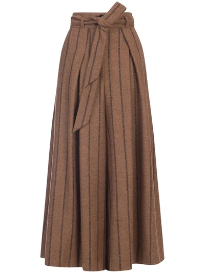 Dolce & Gabbana Pinstripe Wide-leg Trousers In Brown