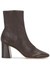 Loeffler Randall Round-toe Leather Ankle Boots In Brown