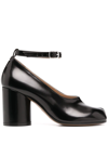 Maison Margiela Tabi Leather Mary Jane Pumps In Black