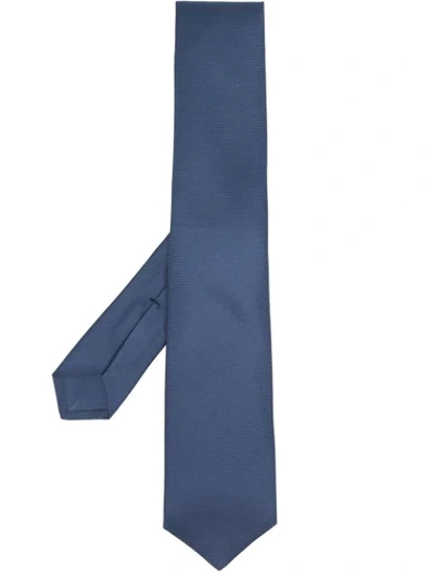 Kiton Ribbed Pointed Tie In Blue