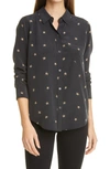 Rails Kate Animal Star Print Silk Shirt Ash Cheetah In Noir Animal Stars