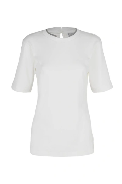 Brunello Cucinelli Jewel Detail T-shirt In White