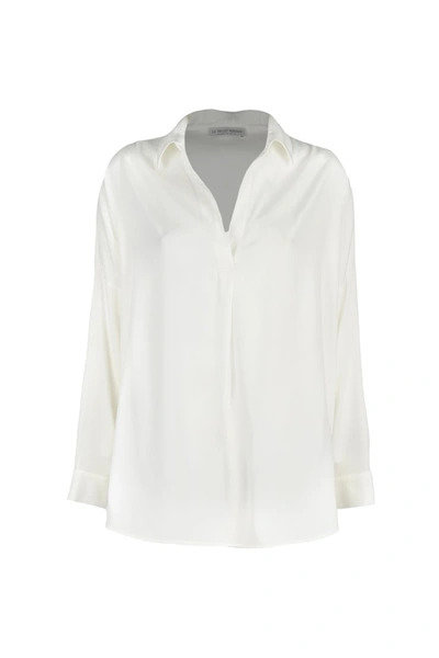 Le Tricot Perugia Silk Loose Fit Blouse In White