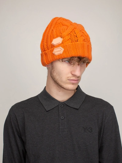 Off-white Knit Pop Color Hat Orange In Yellow & Orange