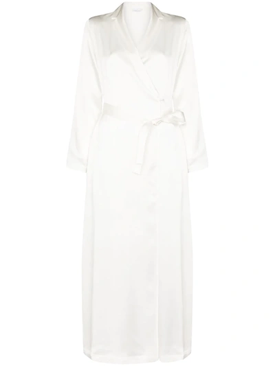La Perla Tied Waist Silk Robe In White