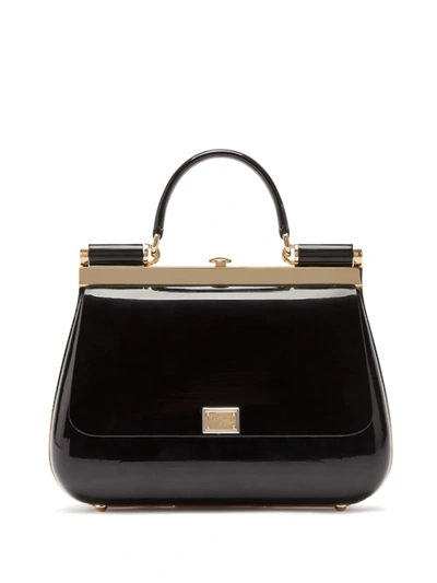 Dolce & Gabbana Sicily Box Bag In Sint Glass In Black