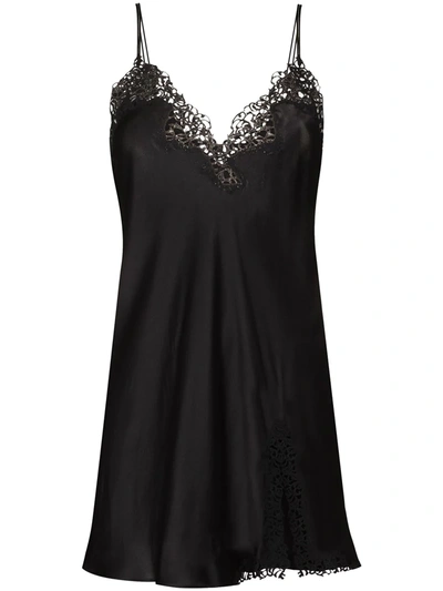 La Perla Petit Macramé Silk & Lace Slip Dress In Black