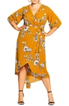 CITY CHIC SERENE FLORAL WRAP FRONT DRESS,00201277