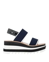 Stella Mccartney Navy Platform Sporty Sandals In Dark Blue