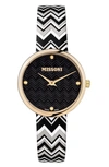 MISSONI MULTICOLOR LEATHER STRAP WATCH, 34MM,MWY200320