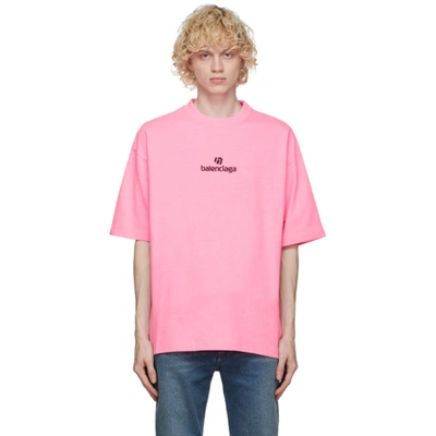 Balenciaga Sponsor Vintage-logo Jersey T-shirt In Pink