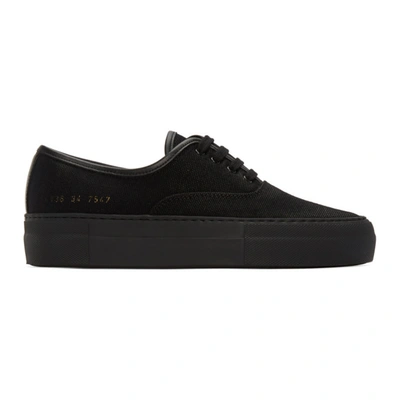 Common Projects Black Canvas Four Hole Trainers In 7547 Black