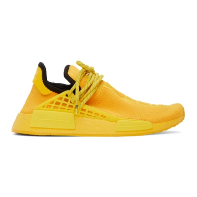 Adidas Originals By Pharrell Williams Yellow Hu Nmd Sneakers In Gold/yellow