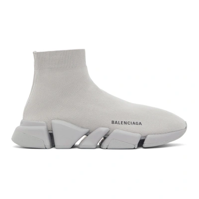 Balenciaga Men's Speed 2.0 Knit High Top Sneakers In Grey