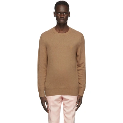 Burberry Slim-fit Logo-embroidered Cashmere Sweater In Camel