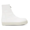 RICK OWENS DRKSHDW WHITE ZIPFRONT HIGH-TOP SNEAKERS